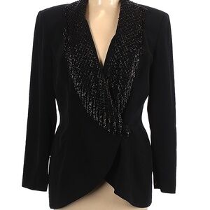 NITELINE Black beaded fringe blazer | size 12